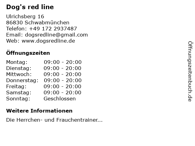 Dog's red line in Schwabmünchen: Adresse und Öffnungszeiten