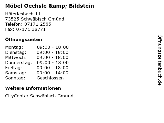 Möbel Oechsle & Bildstein in Schwäbisch Gmünd: Adresse und Öffnungszeiten