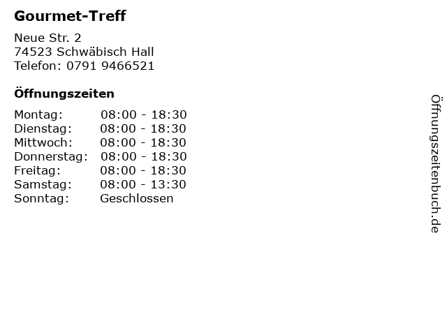 Gourmet-Treff in Schwäbisch Hall: Adresse und Öffnungszeiten