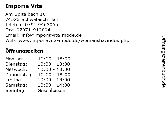 Imporia Vita in Schwäbisch Hall: Adresse und Öffnungszeiten