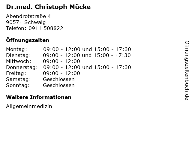 Dr.med. Christoph Mücke in Schwaig: Adresse und Öffnungszeiten