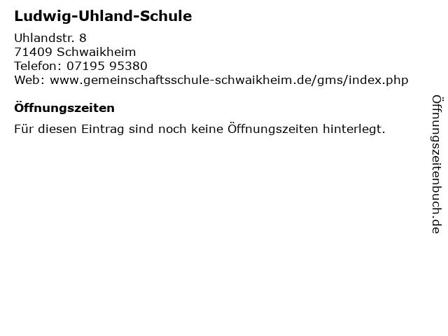 Ludwig-Uhland-Schule in Schwaikheim: Adresse und Öffnungszeiten