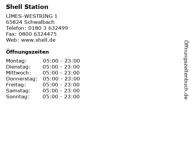 Shell Station in Schwalbach: Adresse und Öffnungszeiten