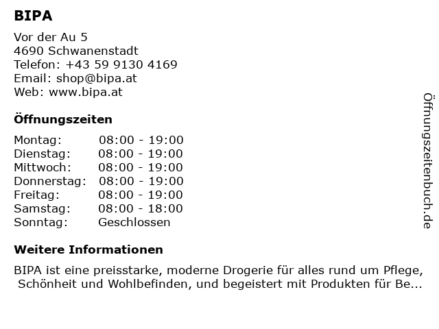 BIPA in Schwanenstadt: Adresse und Öffnungszeiten