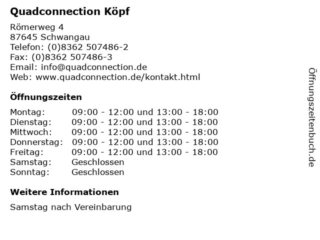 Quadconnection Köpf in Schwangau: Adresse und Öffnungszeiten