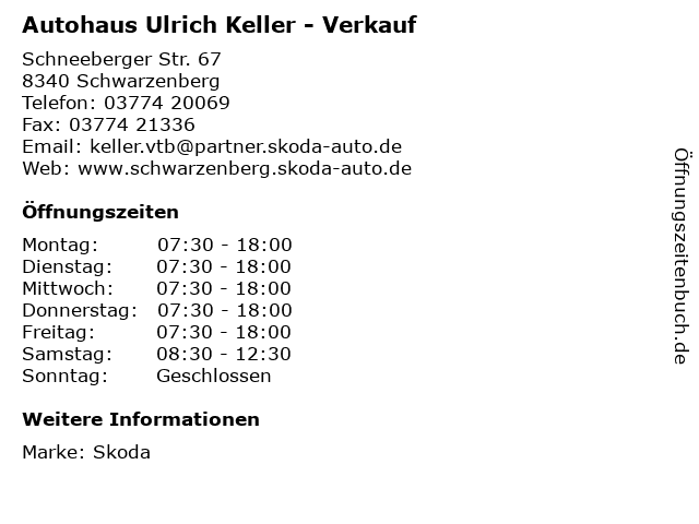 Autohaus Ulrich Keller - Verkauf in Schwarzenberg: Adresse und Öffnungszeiten