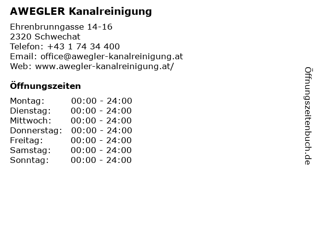 AWEGLER Kanalreinigung in Schwechat: Adresse und Öffnungszeiten