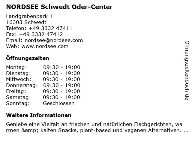 NORDSEE Schwedt Oder-Center in Schwedt/Oder: Adresse und Öffnungszeiten