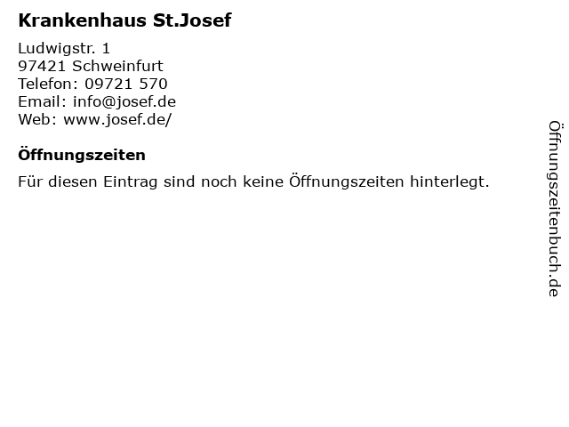 Krankenhaus St.Josef in Schweinfurt: Adresse und Öffnungszeiten