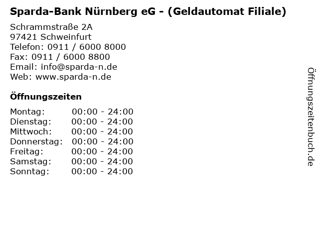 Sparda-Bank Nürnberg eG - (Geldautomat Filiale) in Schweinfurt: Adresse und Öffnungszeiten