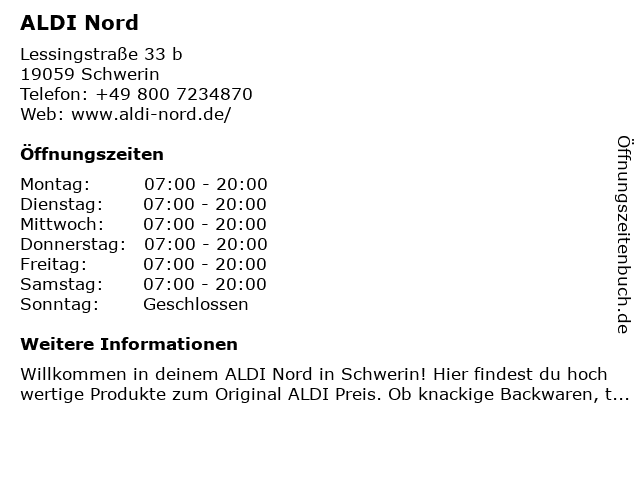 ALDI Nord in Schwerin: Adresse und Öffnungszeiten