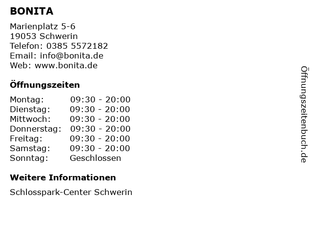 BONITA GmbH & Co. KG in Schwerin: Adresse und Öffnungszeiten