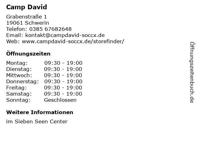 Camp David in Schwerin: Adresse und Öffnungszeiten