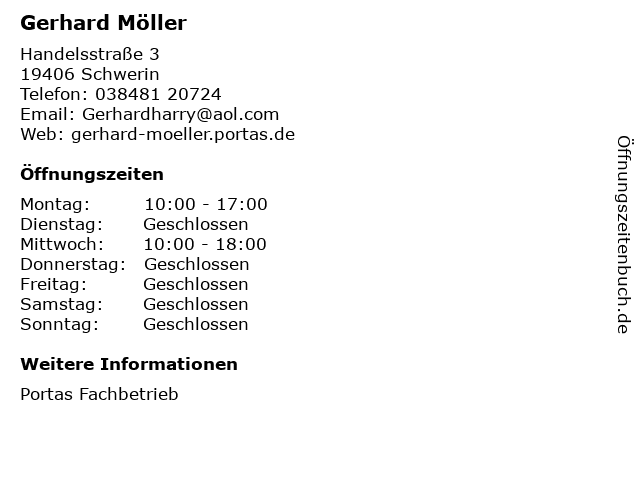 Gerhard Möller in Schwerin: Adresse und Öffnungszeiten