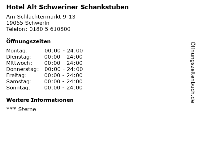 Hotel Alt Schweriner Schankstuben in Schwerin: Adresse und Öffnungszeiten