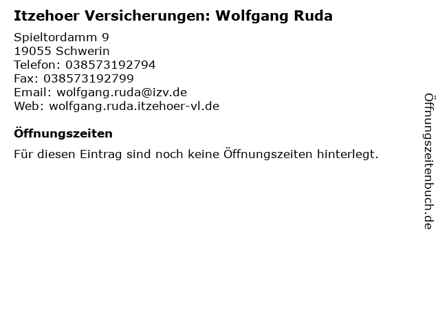 Itzehoer Versicherungen: Wolfgang Ruda in Schwerin: Adresse und Öffnungszeiten