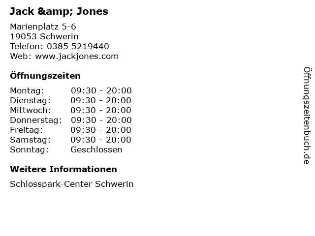 Jack & Jones in Schwerin: Adresse und Öffnungszeiten