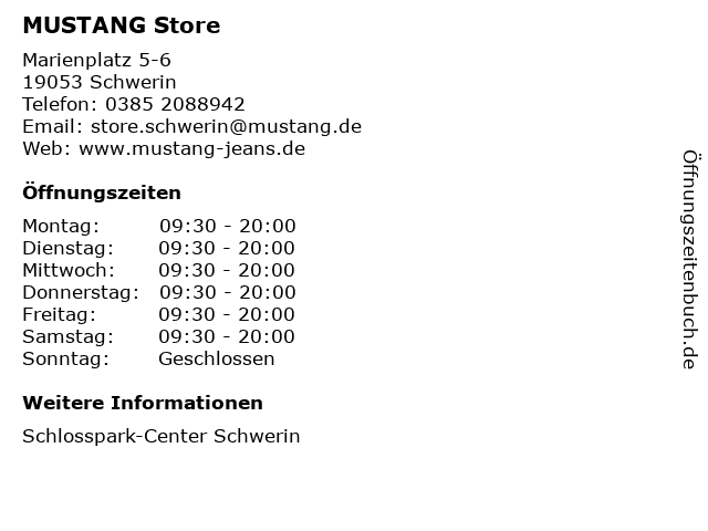 MUSTANG Store in Schwerin: Adresse und Öffnungszeiten