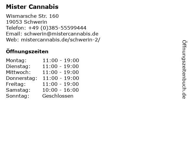 Mister Cannabis in Schwerin: Adresse und Öffnungszeiten