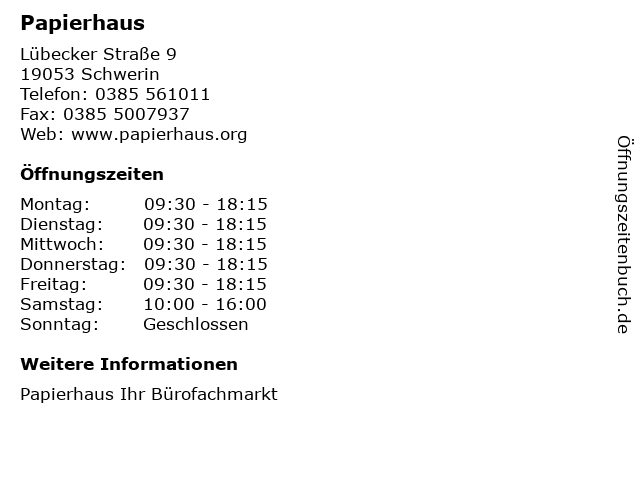 Papierhaus in Schwerin: Adresse und Öffnungszeiten