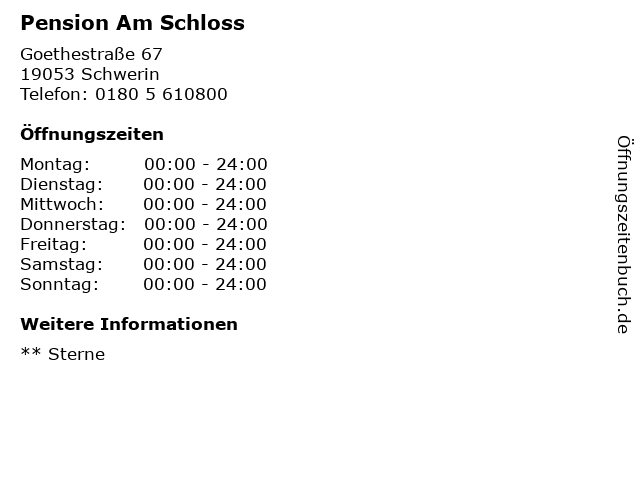 Pension Am Schloss in Schwerin: Adresse und Öffnungszeiten