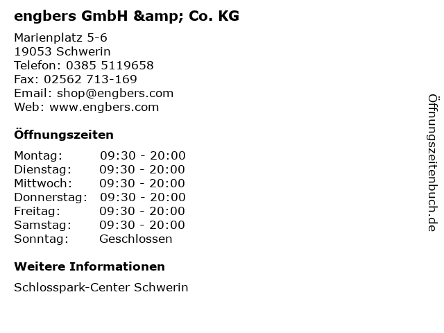 engbers GmbH & Co. KG in Schwerin: Adresse und Öffnungszeiten