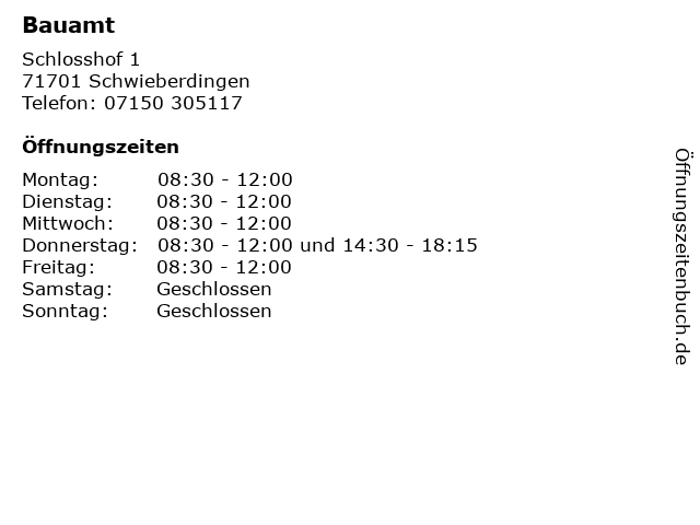 Bauamt in Schwieberdingen: Adresse und Öffnungszeiten