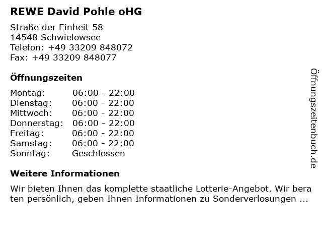 REWE David Pohle oHG in Schwielowsee: Adresse und Öffnungszeiten