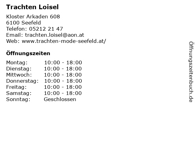 Trachten Loisel in Seefeld: Adresse und Öffnungszeiten
