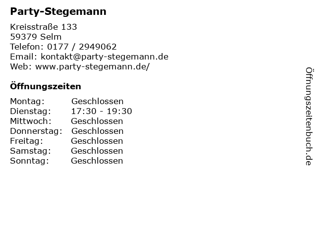 Party-Stegemann in Selm: Adresse und Öffnungszeiten