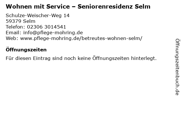 Wohnen mit Service – Seniorenresidenz Selm in Selm: Adresse und Öffnungszeiten