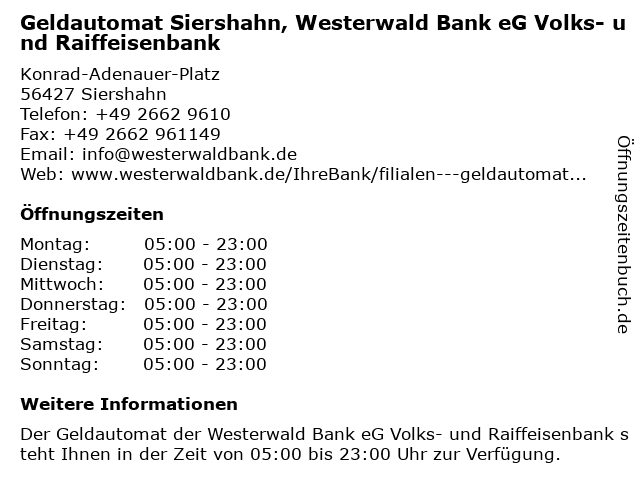 ᐅ Offnungszeiten Westerwald Bank Eg Volks Und Raiffeisenbank