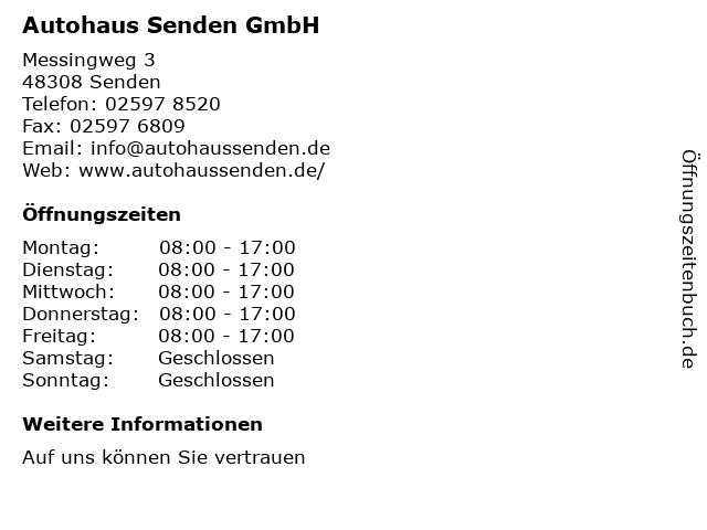 Autohaus Senden GmbH in Senden: Adresse und Öffnungszeiten