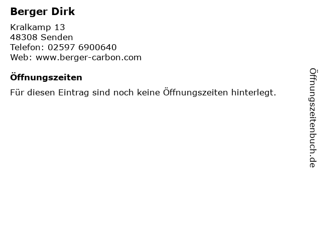 Berger Dirk in Senden: Adresse und Öffnungszeiten