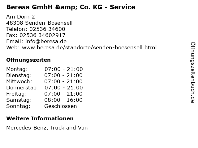 Beresa GmbH & Co. KG - Service in Senden-Bösensell: Adresse und Öffnungszeiten