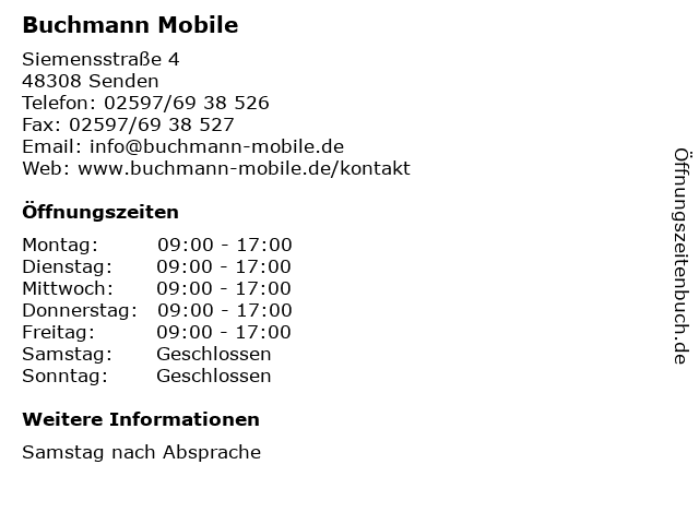 Buchmann Mobile in Senden: Adresse und Öffnungszeiten