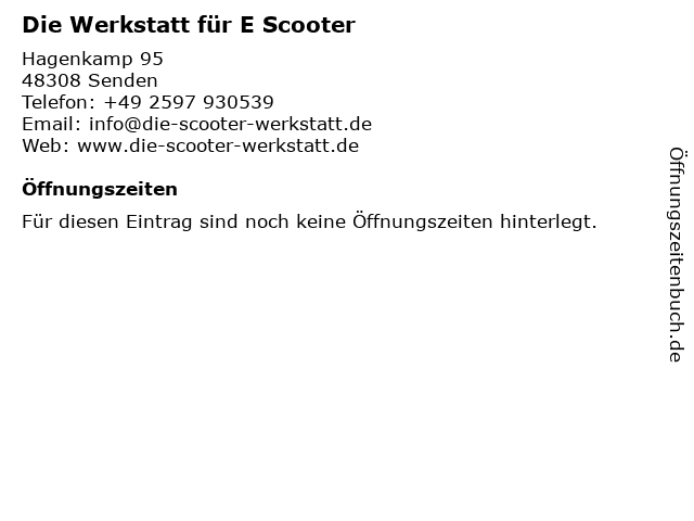 Die Werkstatt für E Scooter in Senden: Adresse und Öffnungszeiten