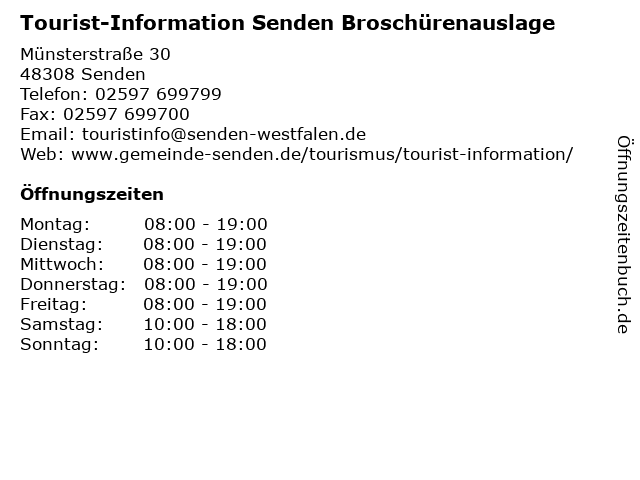 Tourist-Information Senden Broschürenauslage in Senden: Adresse und Öffnungszeiten