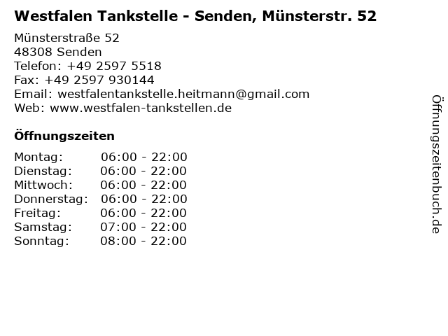 Westfalen Tankstelle - Senden, Münsterstr. 52 in Senden: Adresse und Öffnungszeiten