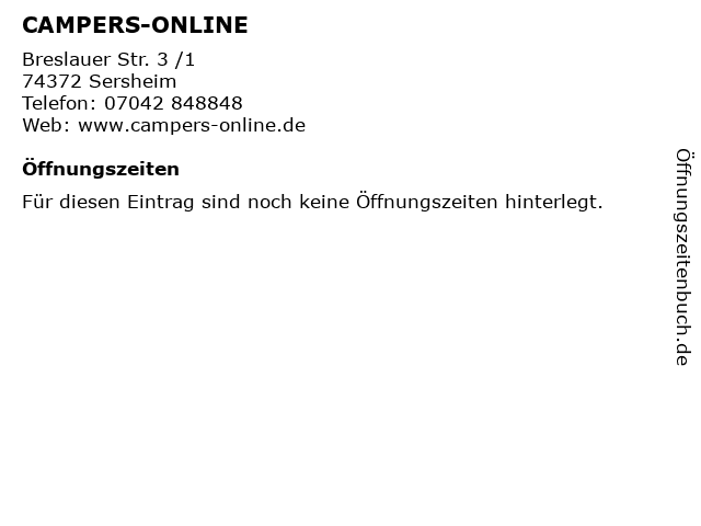 CAMPERS-ONLINE in Sersheim: Adresse und Öffnungszeiten
