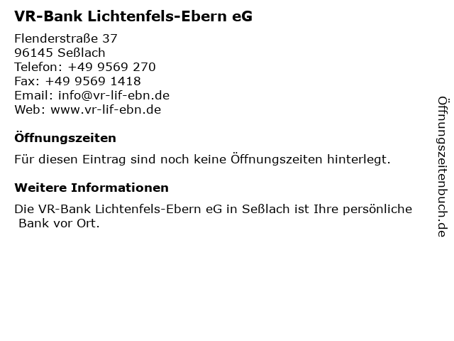 ᐅ Offnungszeiten Vr Bank Lichtenfels Ebern Eg Geschaftsstelle