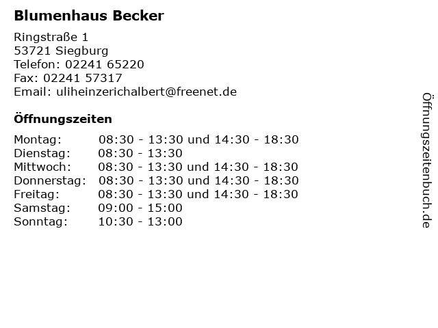 Blumenhaus Becker in Siegburg: Adresse und Öffnungszeiten