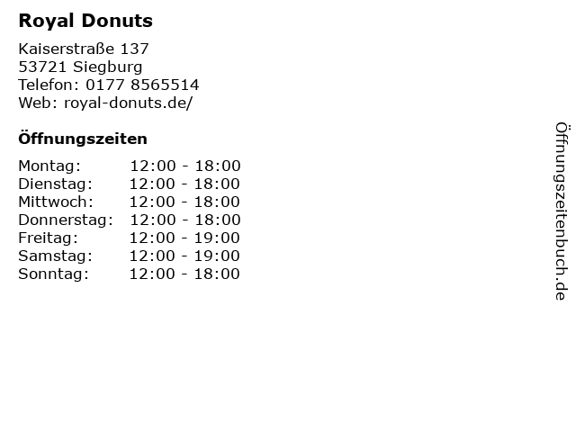 Royal Donuts in Siegburg: Adresse und Öffnungszeiten