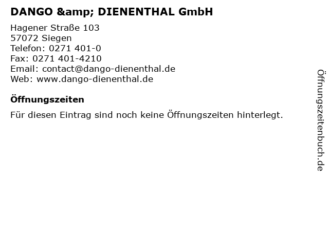 DANGO & DIENENTHAL GmbH in Siegen: Adresse und Öffnungszeiten