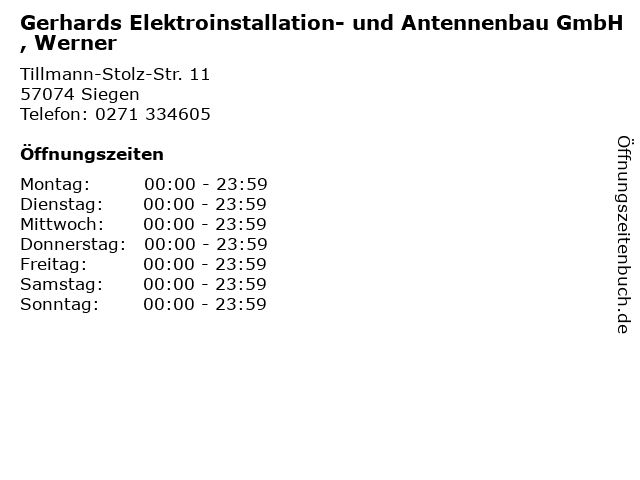 Gerhards Elektroinstallation- und Antennenbau GmbH, Werner in Siegen: Adresse und Öffnungszeiten