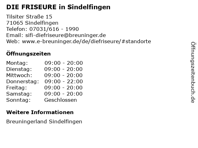 DIE FRISEURE in Sindelfingen in Sindelfingen: Adresse und Öffnungszeiten