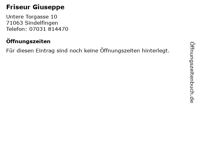 Friseur Giuseppe in Sindelfingen: Adresse und Öffnungszeiten