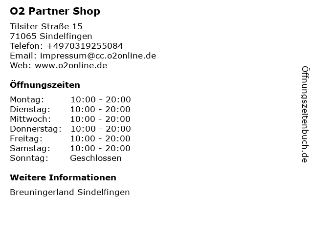 ᐅ Offnungszeiten O2 Partner Shop Sindelfingen 2 Tilsiter Strasse 15 In Sindelfingen