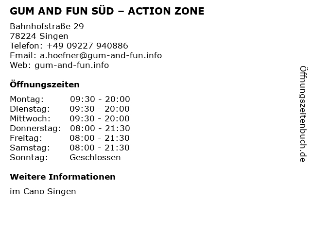 GUM AND FUN SÜD – ACTION ZONE in Singen: Adresse und Öffnungszeiten