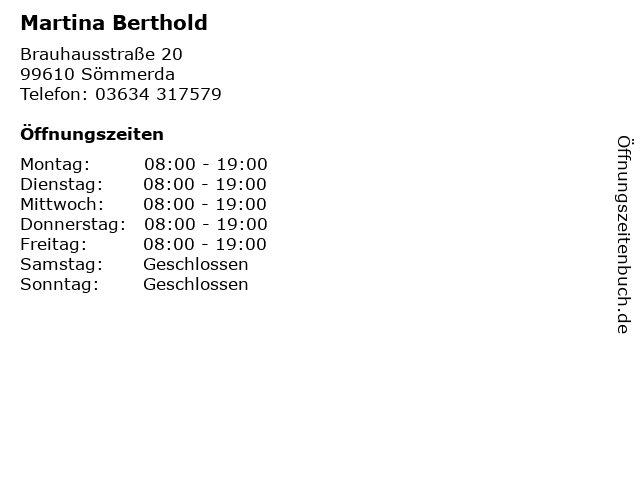 Martina Berthold in Sömmerda: Adresse und Öffnungszeiten